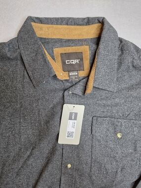 NWT CQR Tactical Gear‎ Flannel Shirt Mens 2XL Gray Flip Cuff Corduroy Cotton